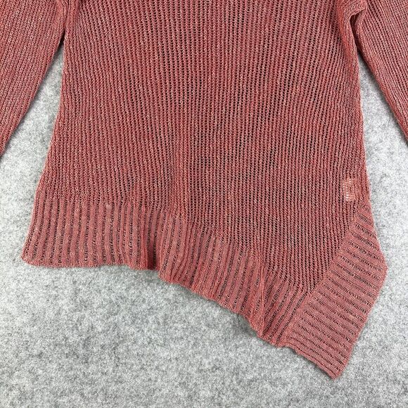 Eileen Fisher Airy Linen Grain Rib Sweater Womens M Asymmetrical Coastal Top LS* - Picture 3 of 12